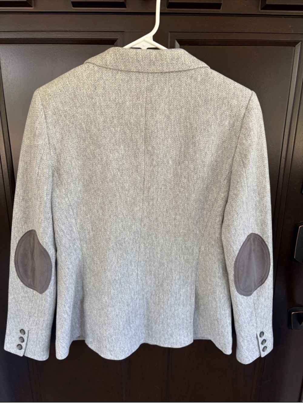 NWT LOFT Herringbone Elbow Patch Blazer Grey Size 6 Retail $130.00 - Picture 7 of 8